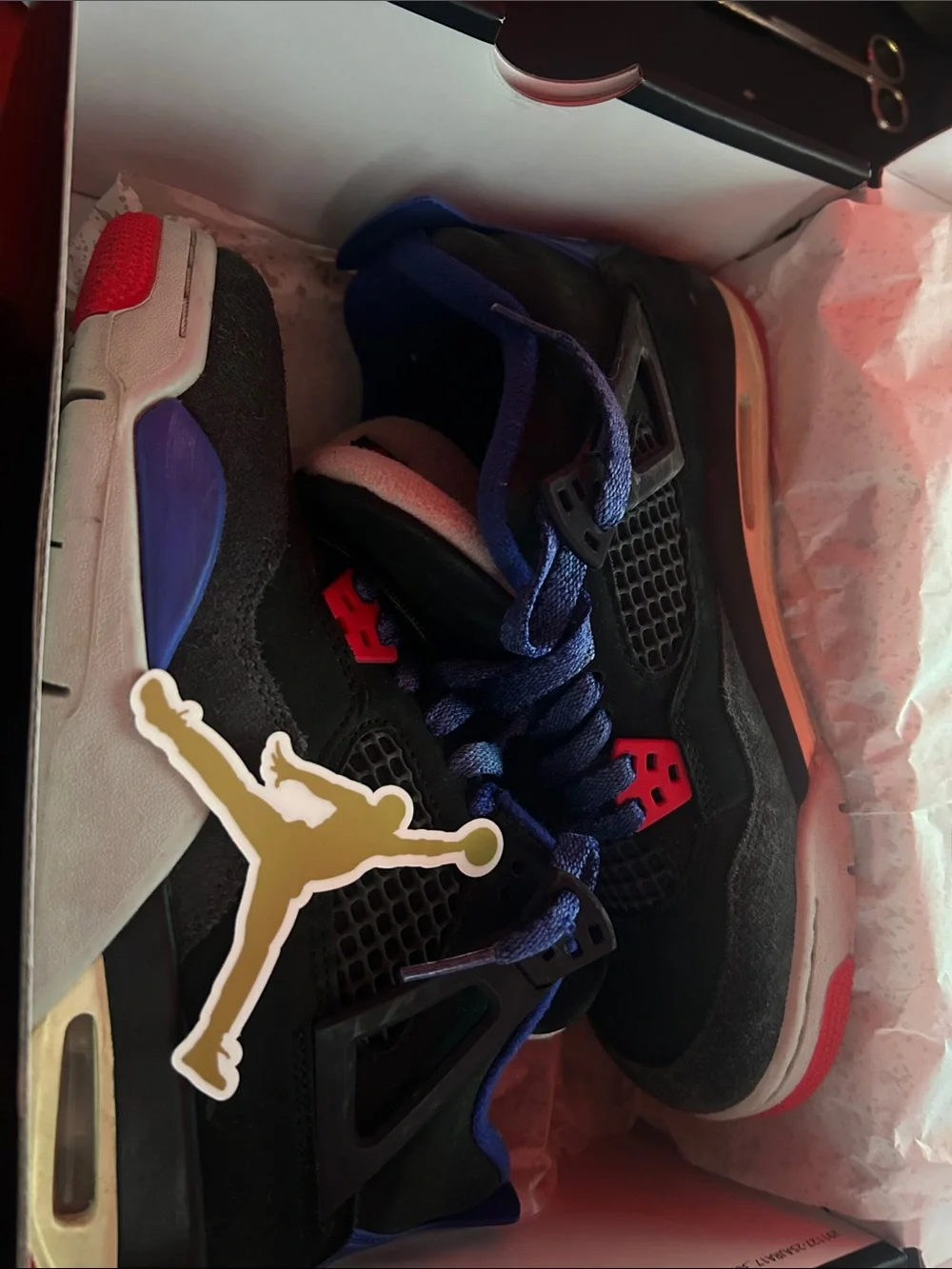 Jordan Kids Black Sneakers with Blue and Red Accents